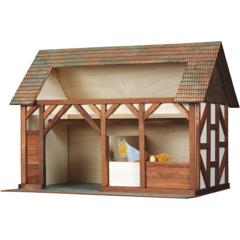 Set constructie arhitectura Grajdul animalelor, 154 piese din lemn, Walachia